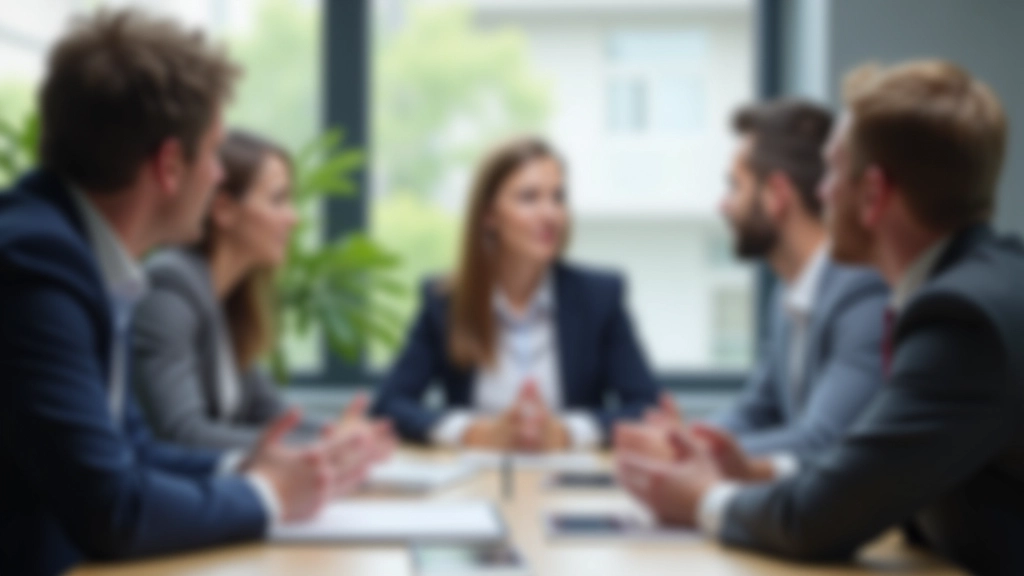 Riunione professionale con persone che comunicano in modo rispettoso e assertivo in ufficio moderno