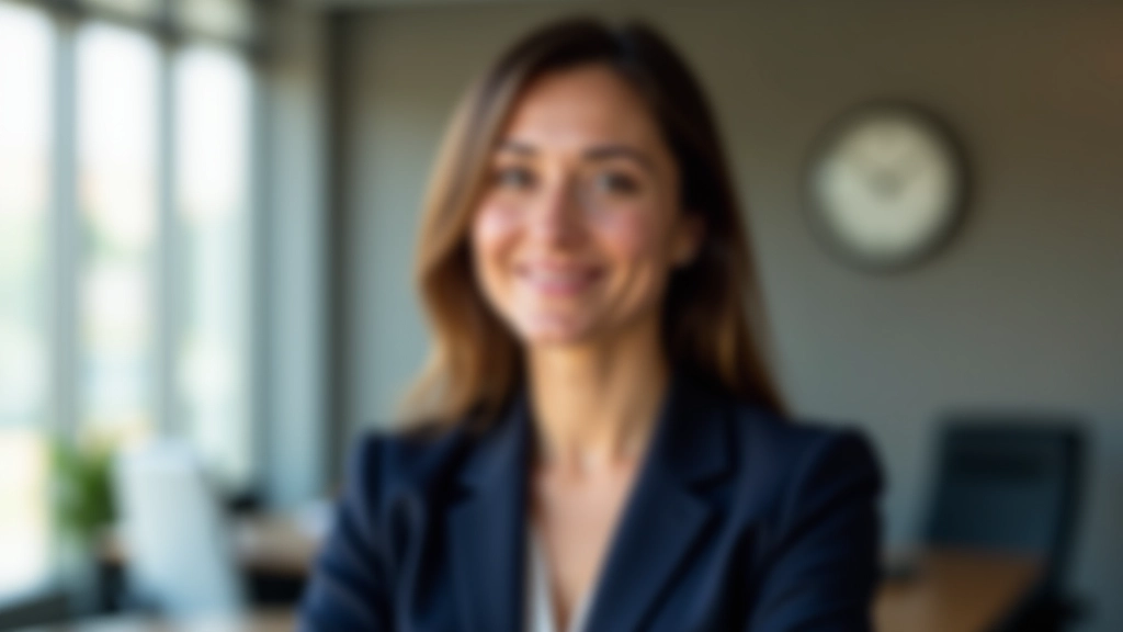 Donna che comunica con sicurezza e apertura durante una conversazione professionale in ufficio moderno